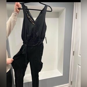 VENUS Black Jumpsuit with Embellished Detail